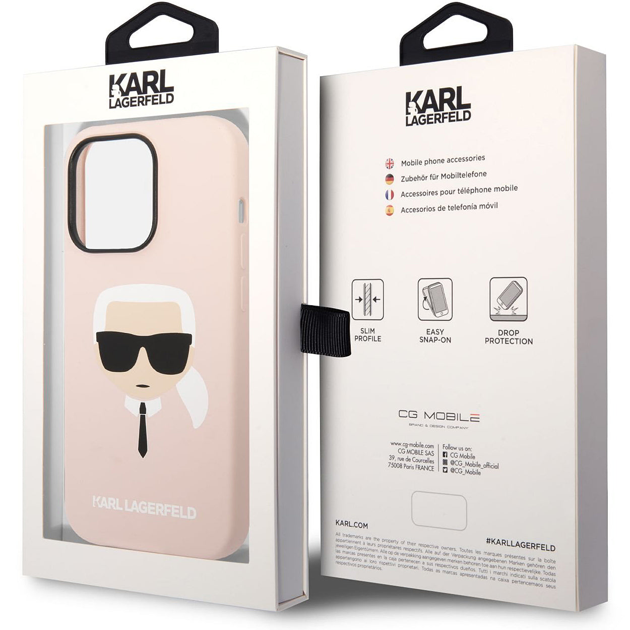 Hülle für Apple iPhone 14 Pro Max, Karl Lagerfeld, Silicone Karl's Head, Rosa