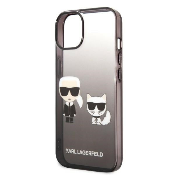 Hülle für Apple iPhone 14 Plus, Karl Lagerfeld, Gradient Karl & Choupette, Schwarz