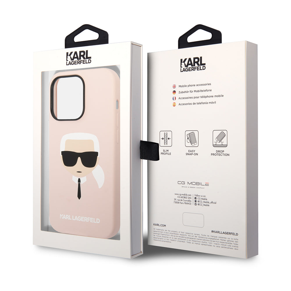MagSafe Hülle für Apple iPhone 14 Pro, Karl Lagerfeld, Silicone Karl Head, Rosa
