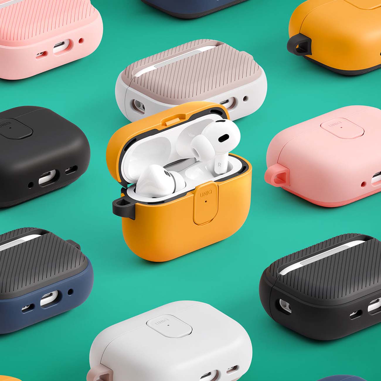 UNIQ Clyde Hülle für Apple AirPods 4, Schwarz Blau