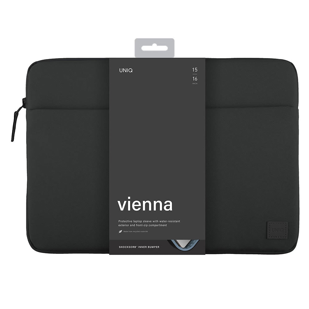 UNIQ Vienna Hülle für Laptop bis max. 16 Zoll, Schwarz