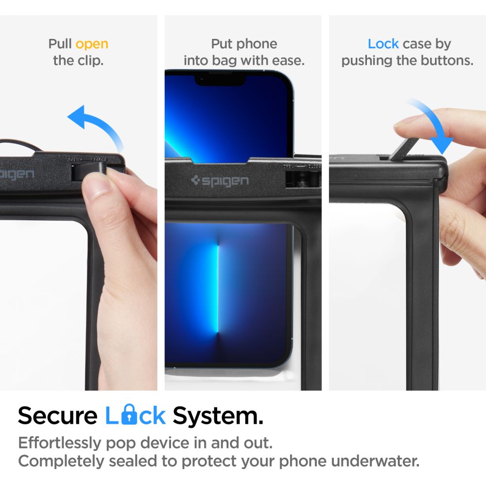 Universal-Wasserfeste Hülle für Telefon 3.5inch - 7inch, Spigen, A601, Schwarz AMP04525