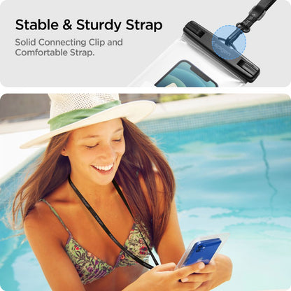 Universal-Wasserfeste Hülle für Telefon max. 3,5 Zoll - 7 Zoll, Spigen, A601, Set 2 Stück, Transparent AMP03098