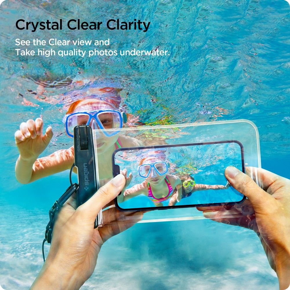 Universal-Wasserfeste Hülle für Telefon max. 3,5 Zoll - 7 Zoll, Spigen, A601, Set 2 Stück, Transparent AMP03098