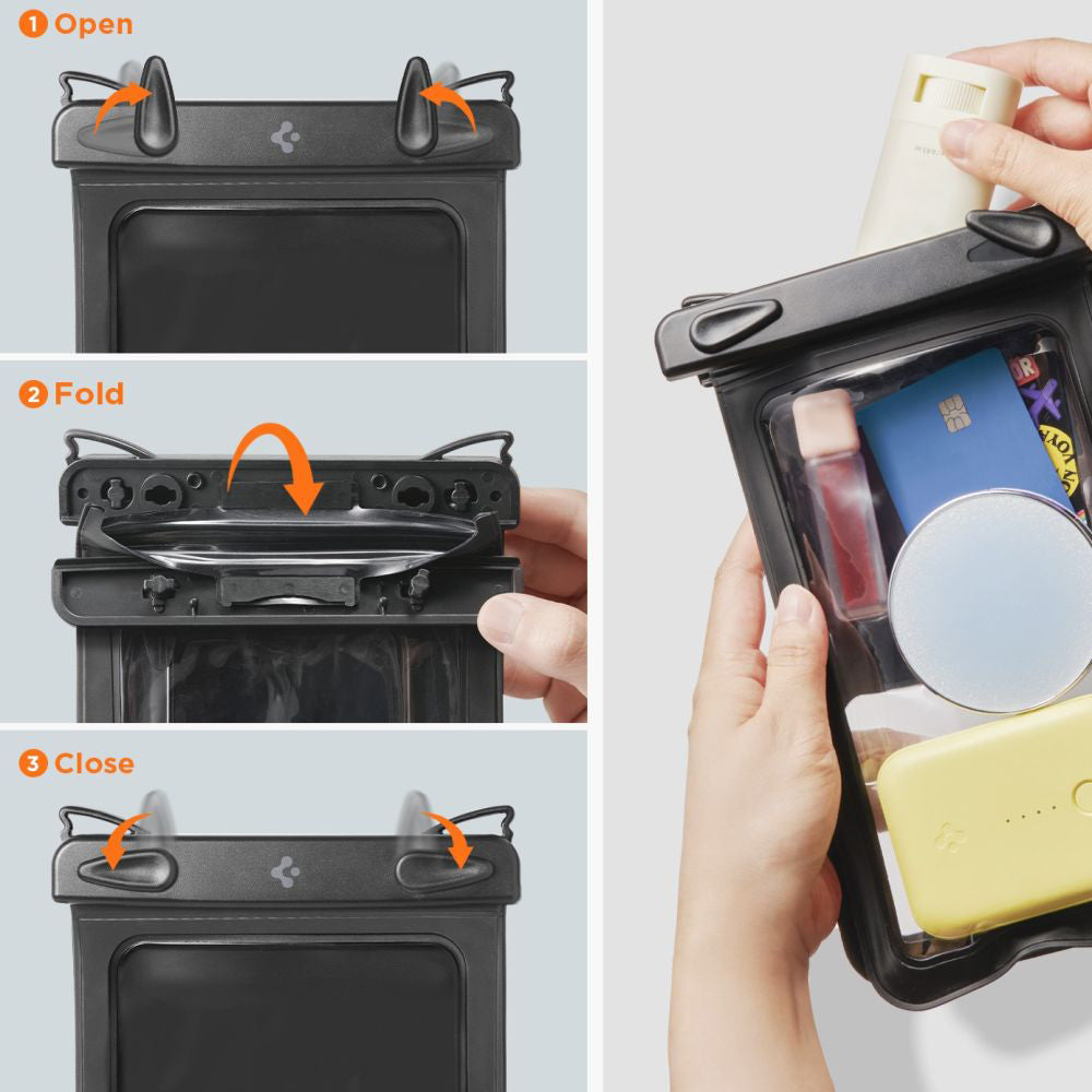 Universelle Wasserdichte Hülle für Telefon max. 6,9 Zoll, Spigen, A603, Schwarz ACS09745
