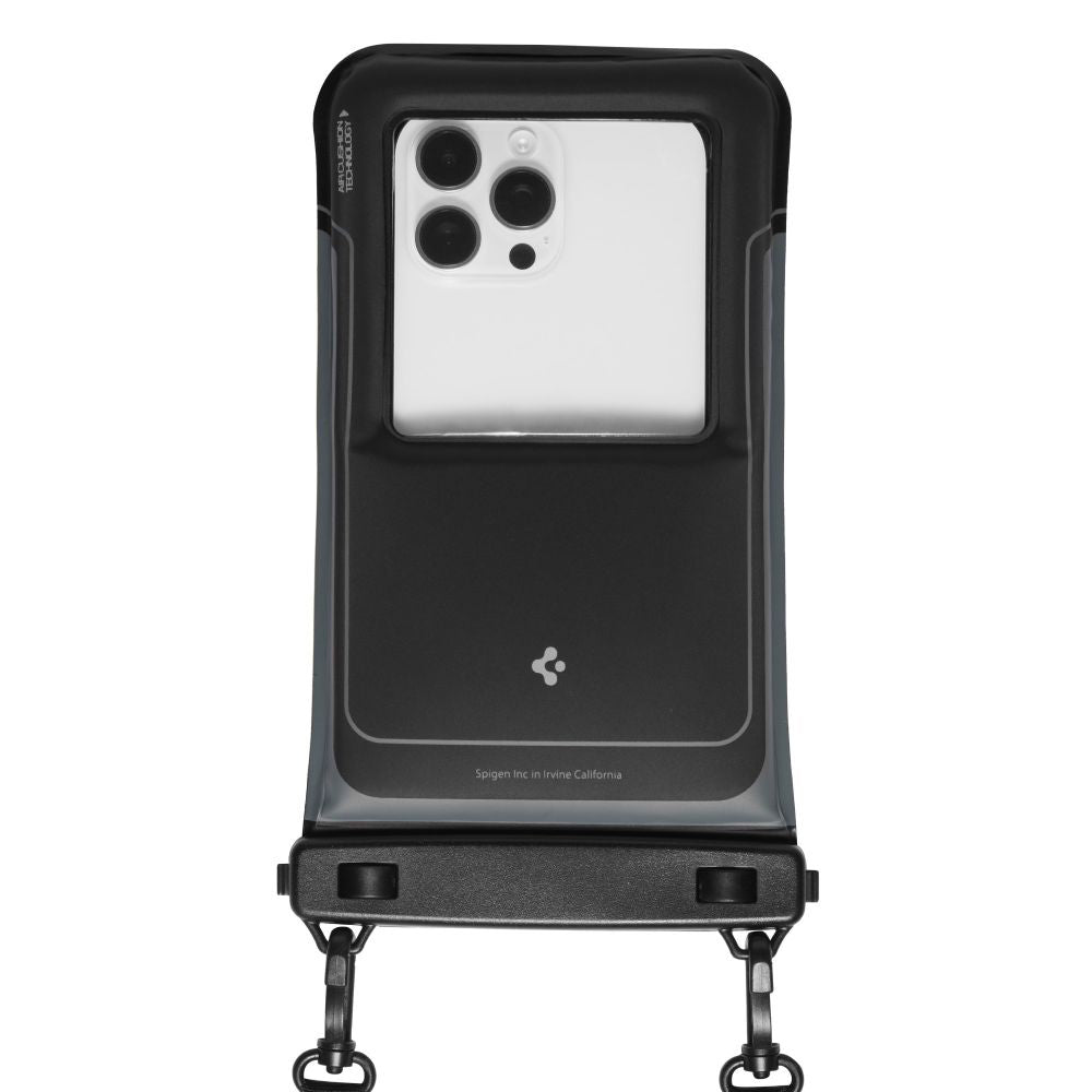 Universelle Wasserdichte Hülle für Telefon max. 6,9 Zoll, Spigen, A611P, Set 2 Stück, Mattschwarz ACS09348