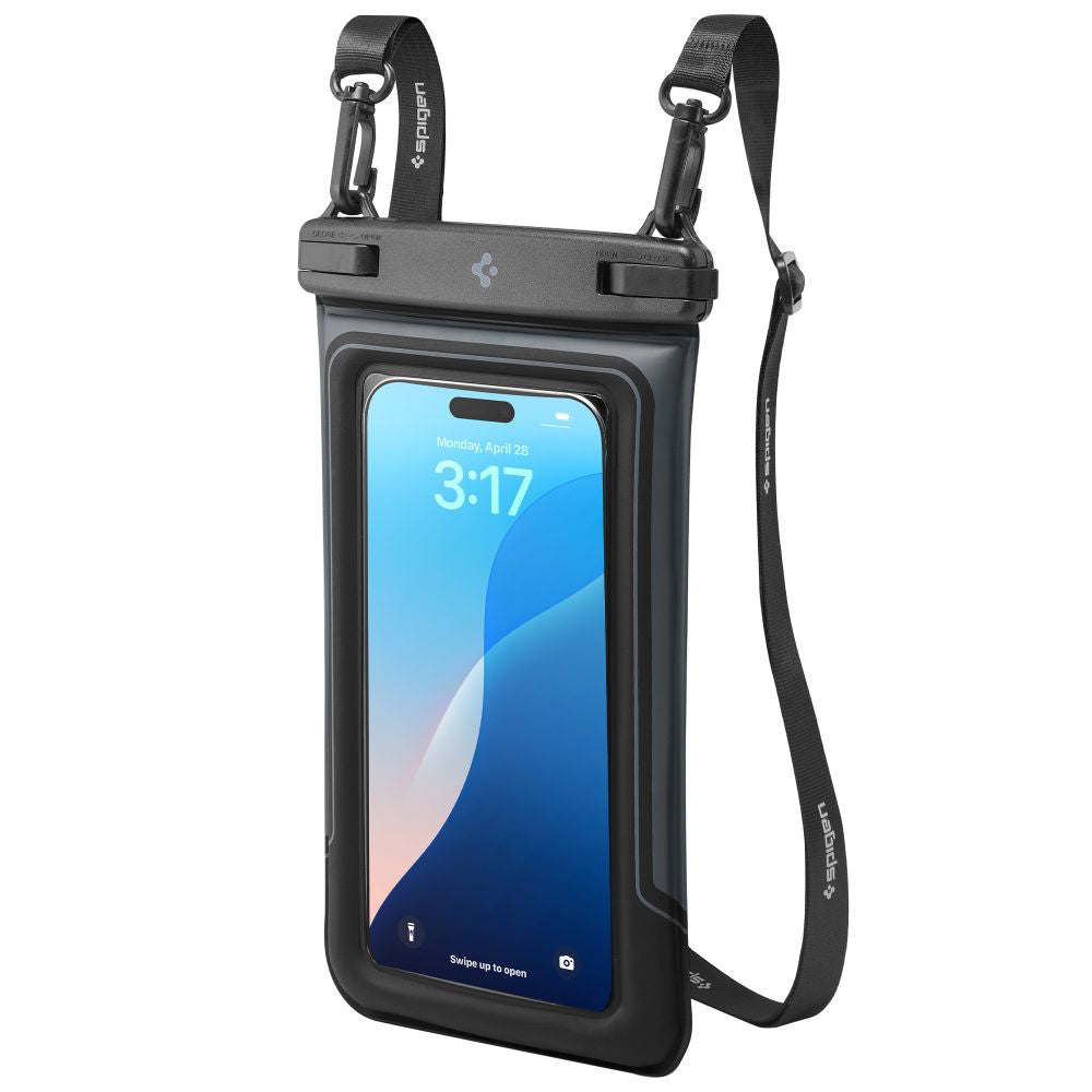 Universelle Wasserdichte Hülle für Telefon max. 6,9 Zoll, Spigen, A611P, Set 2 Stück, Mattschwarz ACS09348
