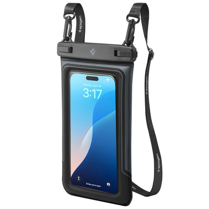 Universelle Wasserdichte Hülle für Telefon max. 6,9 Zoll, Spigen, A611P, Set 2 Stück, Mattschwarz ACS09348