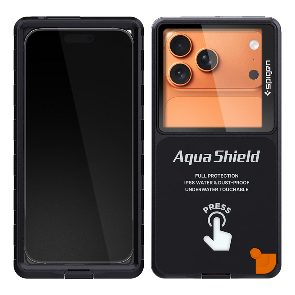 Universelle wasserdichte Spigen Hülle für Telefon max. 6,9 Zoll, Aqua Shield A604, Schwarz ACS11675