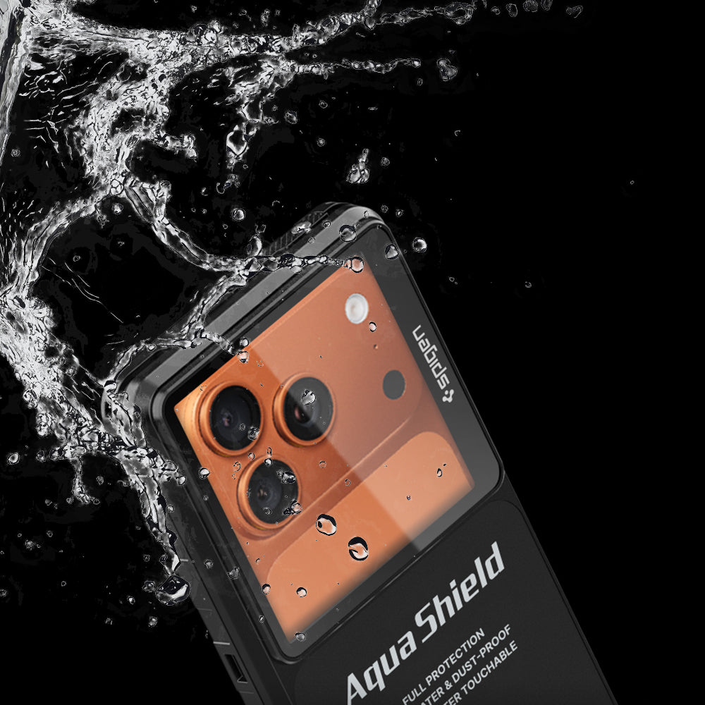 Universelle wasserdichte Spigen Hülle für Telefon max. 6,9 Zoll, Aqua Shield A604, Schwarz ACS11675