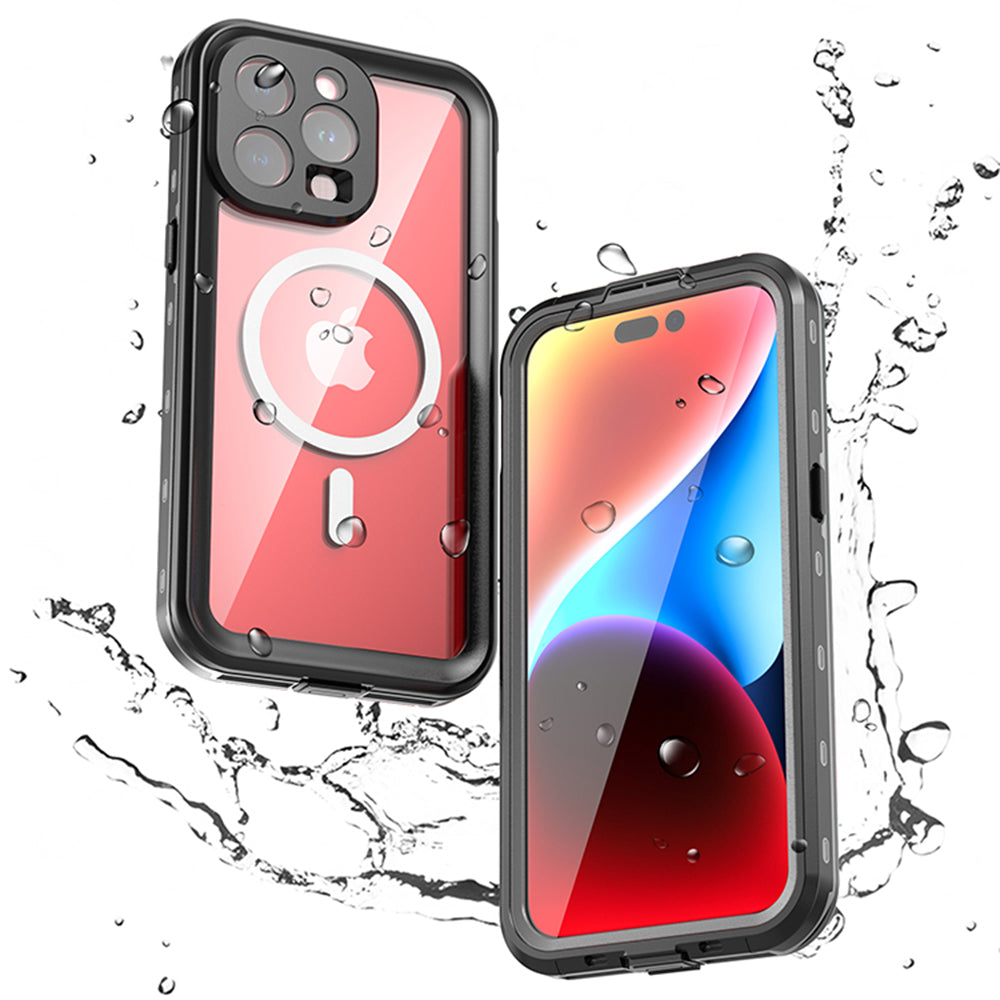 Wasserdichte MagSafe-Hülle für Apple iPhone 15 Pro Max, ShellBox, Schwarz