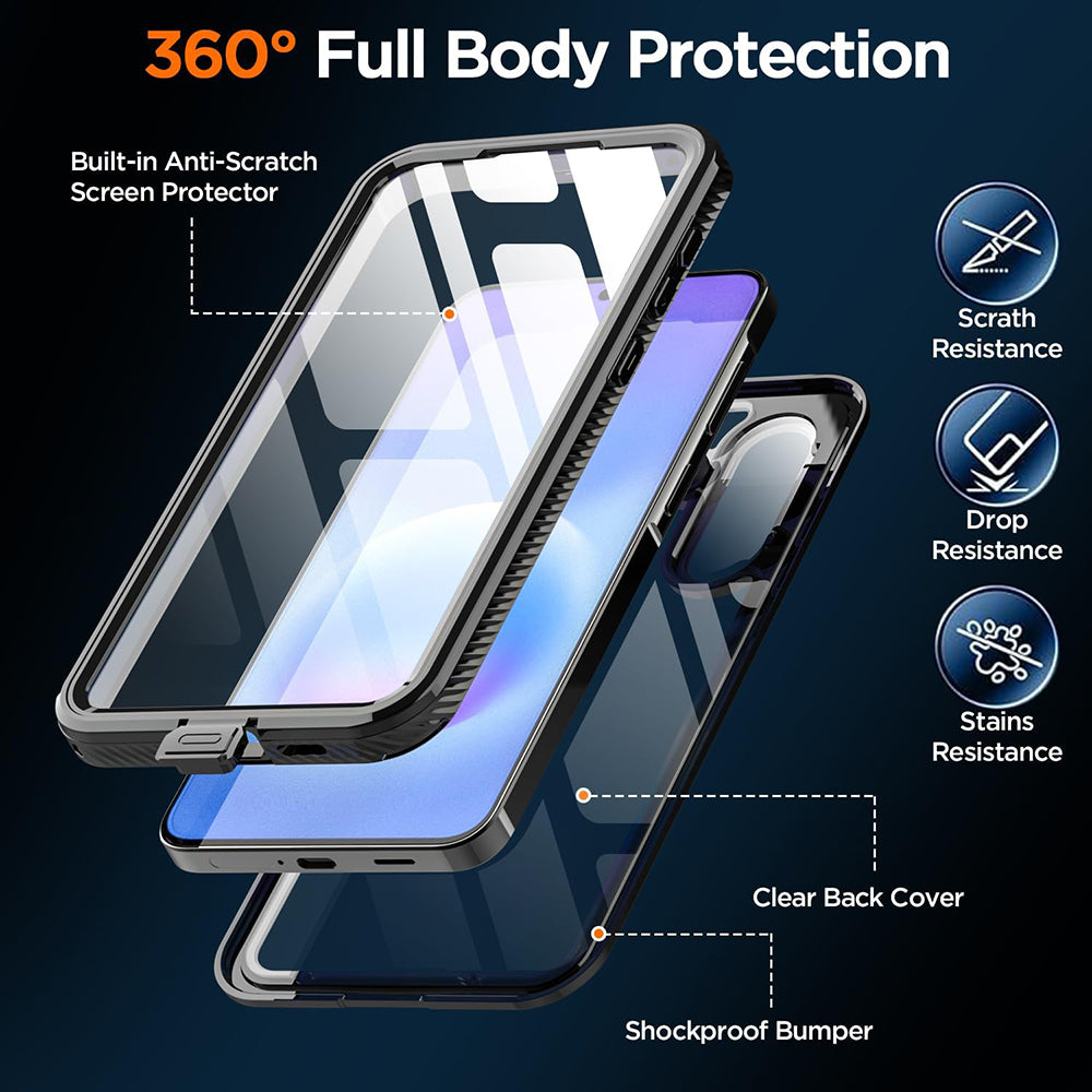 Wasserdichte Hülle für Samsung Galaxy A57 5G, ShellBox, Schwarz