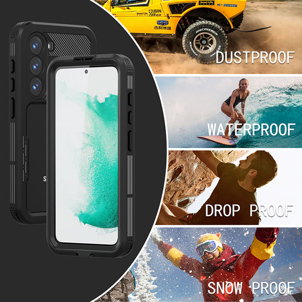 Wasserdichte Hülle für Samsung Galaxy S23 S911, ShellBox, Schwarz