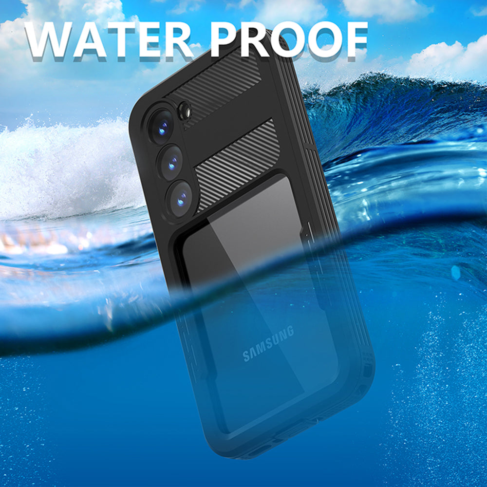 Wasserdichte Hülle für Samsung Galaxy S23 S911, ShellBox, Schwarz