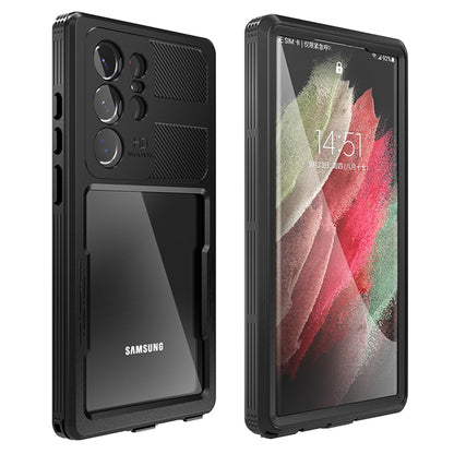 Wasserdichte Hülle für Samsung Galaxy S23 Ultra S918, ShellBox, Schwarz