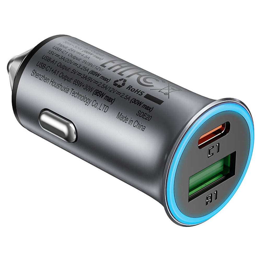 Auto-Ladegerät Acefast B16, 95W, 3.25A, 1 x USB-A - 1 x USB-C, Grau