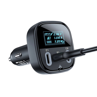 Auto-Ladegerät Acefast B5 Display, 101W, 5A, 1 x USB-A - 2 x USB-C, Schwarz