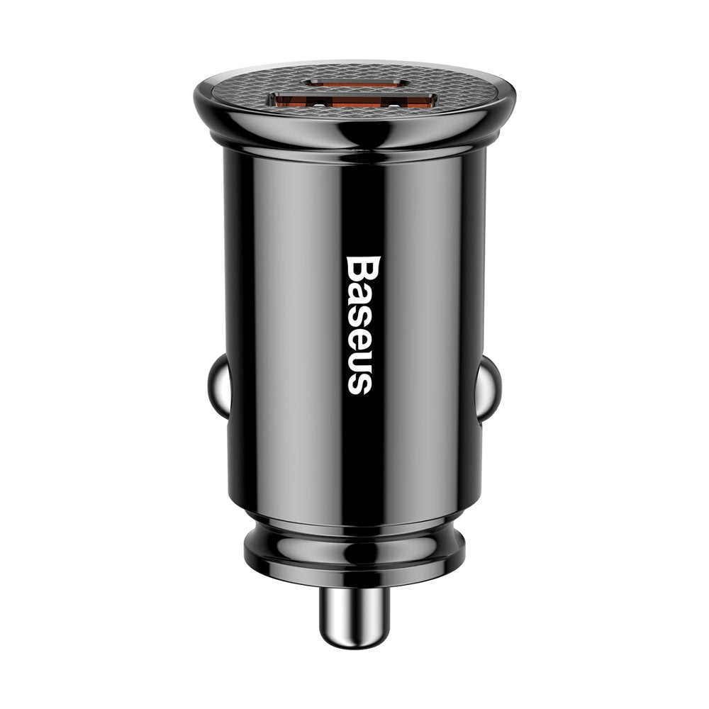 Baseus Autoladegerät, 30 W, 3 A, 1 x USB-A – 1 x USB-C, Schwarz CCALL-YS01