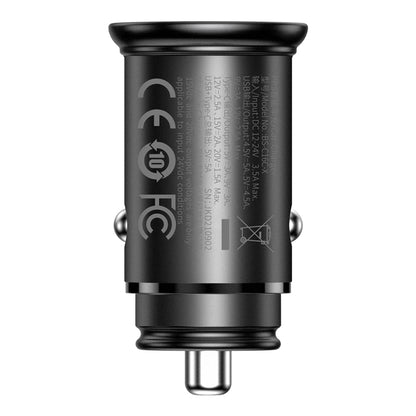 Auto-Ladegerät Baseus Circular Metal, 30W, 5A, 1 x USB-A - 1 x USB-C, Schwarz