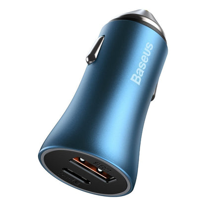 Baseus Golden Contactor Pro Car Charger, 40W, 3A, 1 x USB-A - 1 x USB-C, Navy Blue CCJD-03