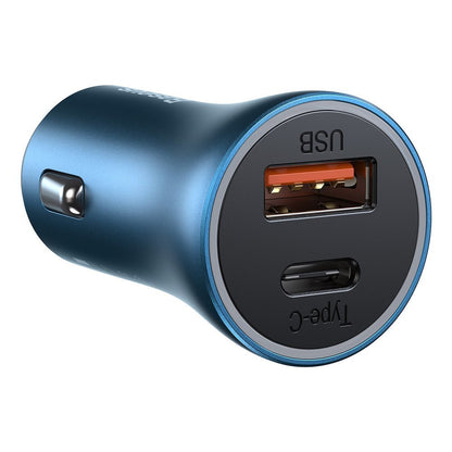 Baseus Golden Contactor Pro Car Charger, 40W, 3A, 1 x USB-A - 1 x USB-C, Navy Blue CCJD-03