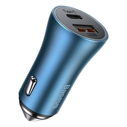 Baseus Golden Contactor Pro Car Charger, 40W, 3A, 1 x USB-A - 1 x USB-C, Navy Blue CCJD-03