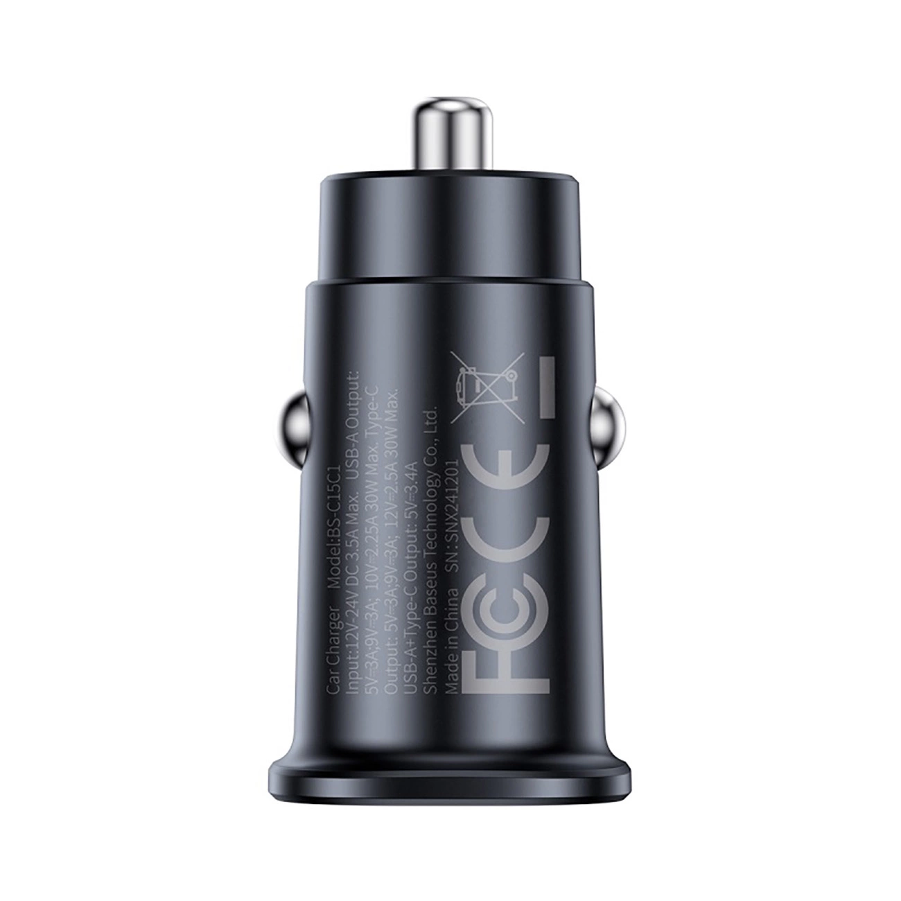 Auto-Ladegerät Baseus GoTrip, 30W, 3A, 2 x USB-C, Schwarz