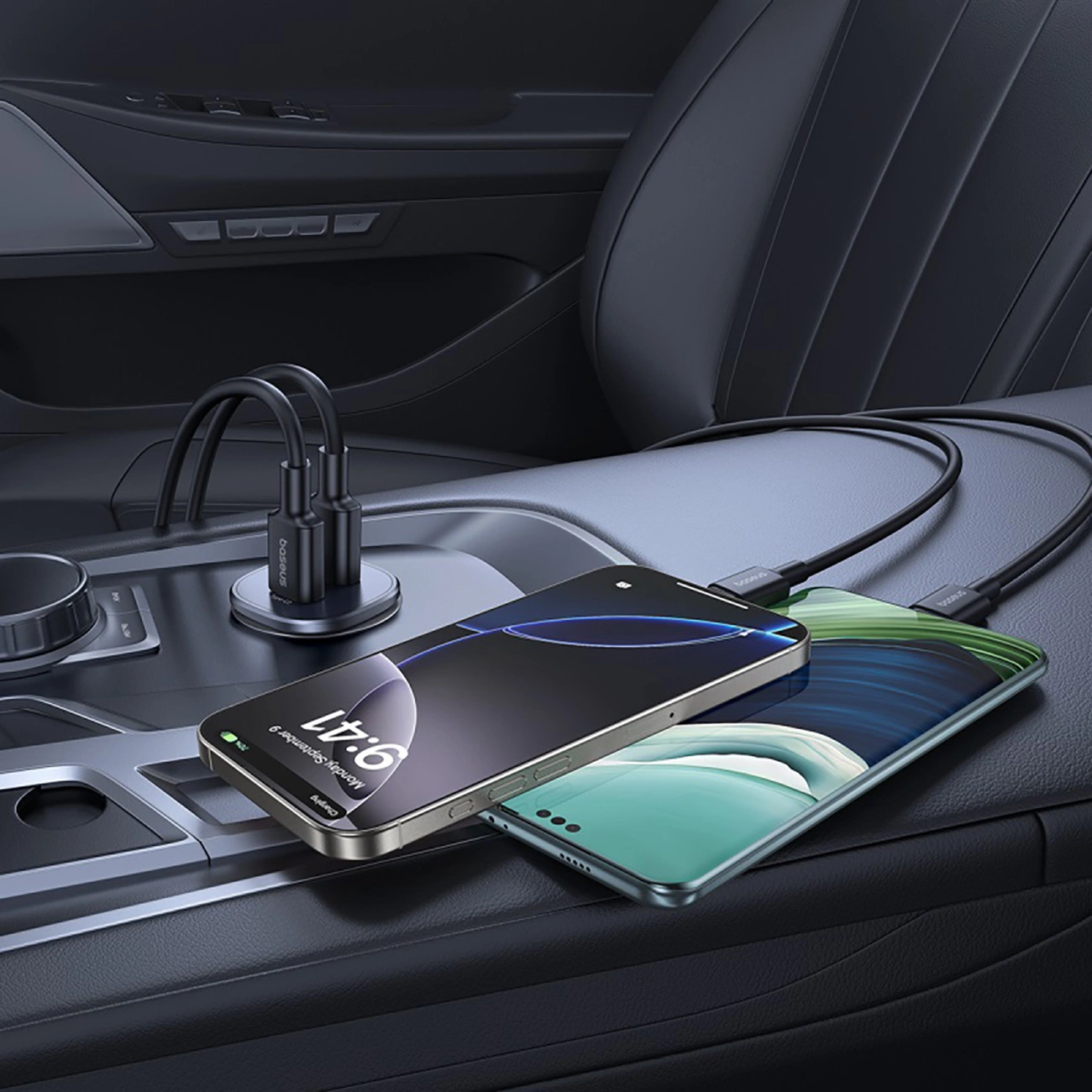 Auto-Ladegerät Baseus GoTrip, 30W, 3A, 2 x USB-C, Schwarz