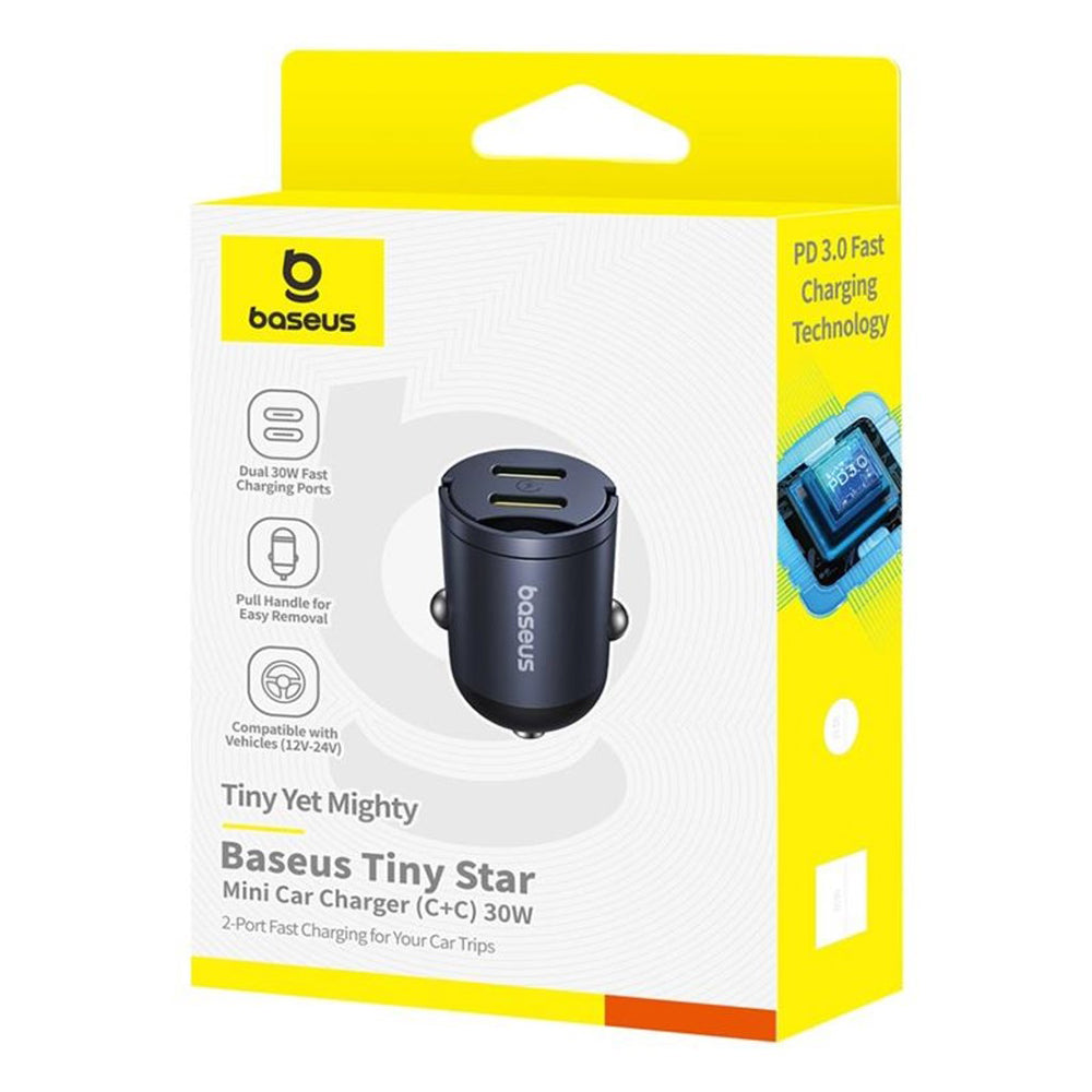 Auto-Ladegerät Baseus Tiny Star, 30W, 3A, 2 x USB-C, Schwarz C00035001121-03