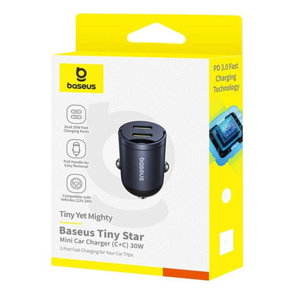 Auto-Ladegerät Baseus Tiny Star, 30W, 3A, 2 x USB-C, Schwarz C00035001121-03