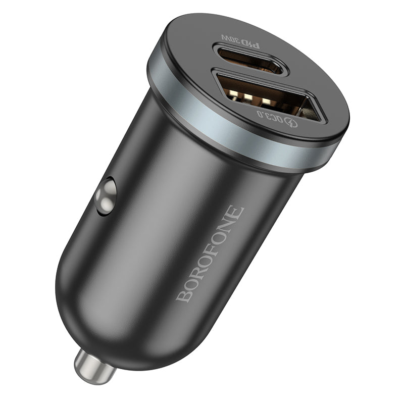 Car Charger Borofone BZ22 Scenery, 30W, 3A, 1 x USB-A - 1 x USB-C, Black