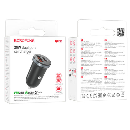 Autoladegerät Borofone BZ22 Scenery, 30W, 3A, 1 x USB-A - 1 x USB-C, Schwarz 