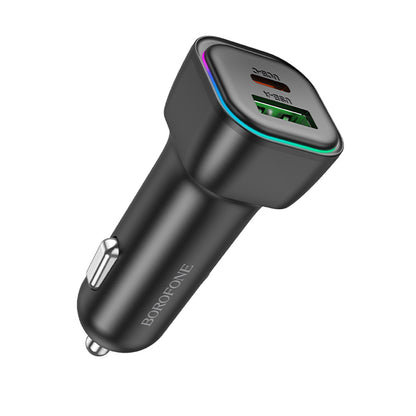 Auto-Ladegerät Borofone BZ28A Trophie, 30W, 3A, 1 x USB-A - 1 x USB-C, Schwarz