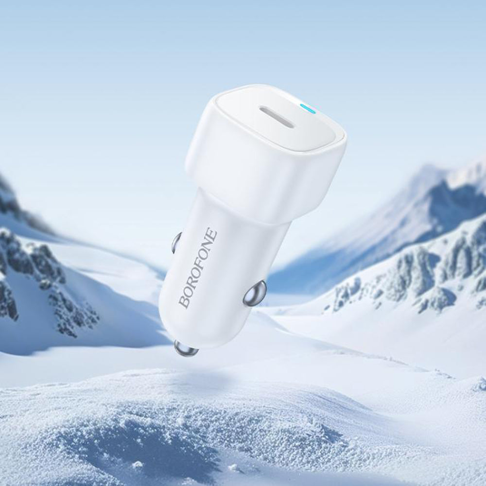 Borofone BZ34A Cloud Car Charger, 20W, 3A, 1 x USB-C, White