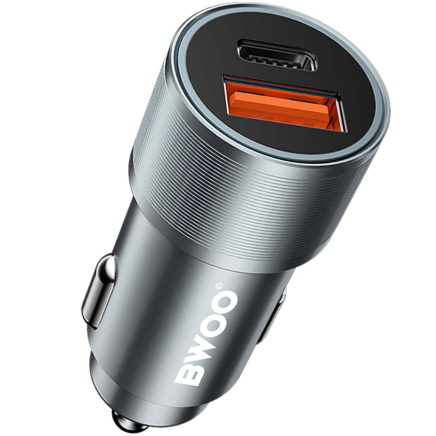 BWOO BO-CC73 Autoladegerät, 38 W, 3 A, 1 x USB-A – 1 x USB-C, Silber