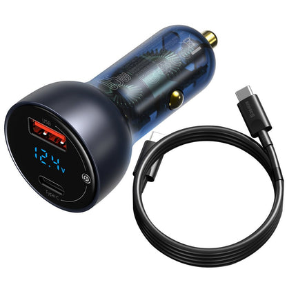 Autoladegerät mit USB-C-Kabel Baseus Digital Display, 65 W, 5 A, 1 x USB-A – 1 x USB-C, Schwarz TZCCKX-0G