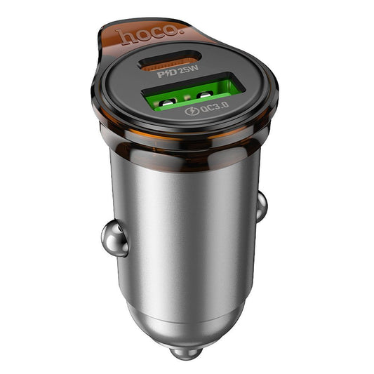 Auto-Ladegerät mit Lightning-Kabel HOCO NZ16A, 43W, 3A, 1 x USB-A - 1 x USB-C, Grau