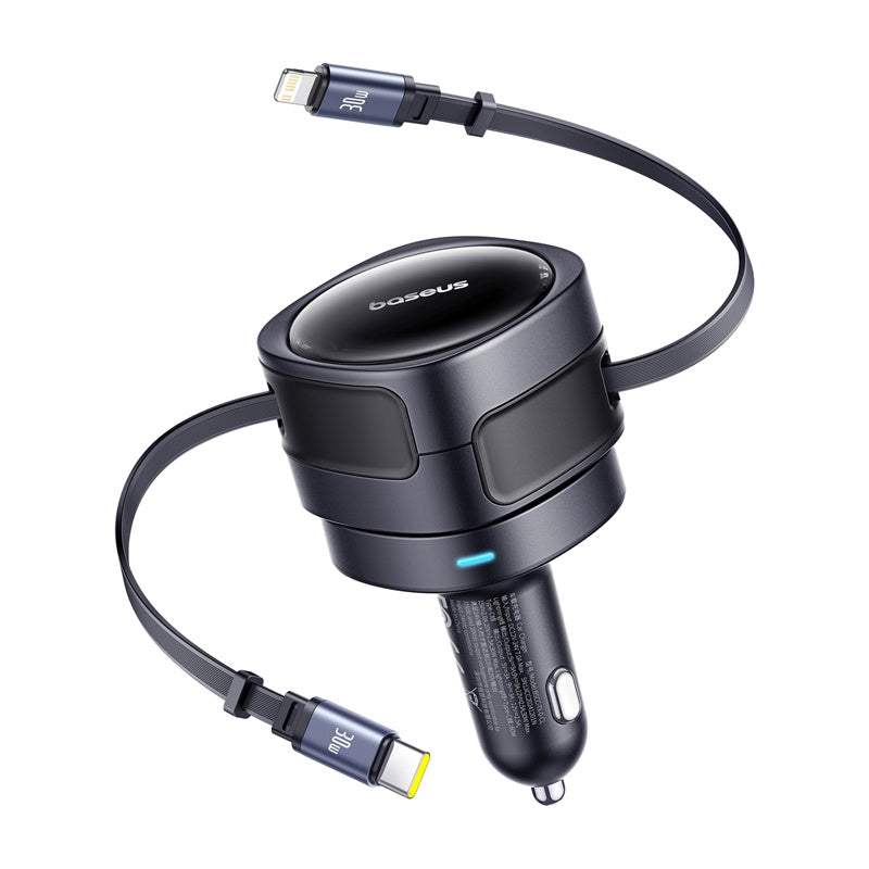 Auto-Ladegerät mit USB-C / Lightning-Kabel Baseus Enjoyment Max, 60W, 3A, Schwarz C00035507121-00