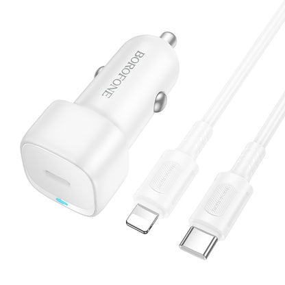 KFZ-Ladegerät mit Lightning-Kabel Borofone BZ34B Cloud, 20W, 3A, 1 x USB-A - 1 x USB-C, Weiß