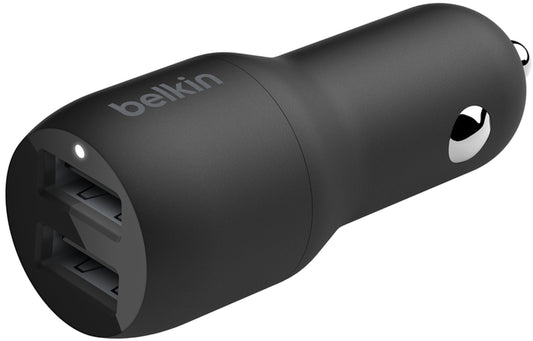 Auto-Ladegerät mit Lightning-Kabel Belkin BoostCharge Dual, 24W, 2,4A, 2 x USB-A, Schwarz CCD001bt1MBK