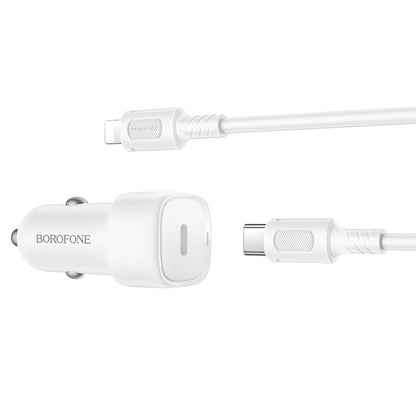 KFZ-Ladegerät mit Lightning-Kabel Borofone BZ34B Cloud, 20W, 3A, 1 x USB-A - 1 x USB-C, Weiß