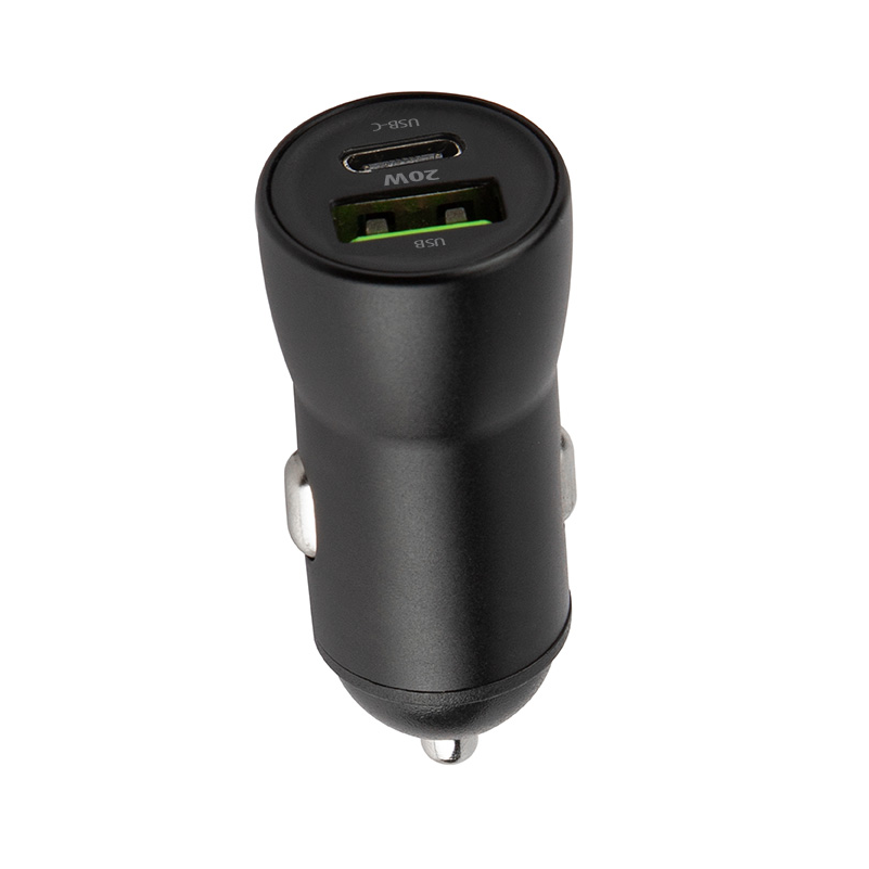 Car Charger with Lightning Cable MaXlife MXCC-04, 20W, 3A, 1 x USB-A - 1 x USB-C, Black