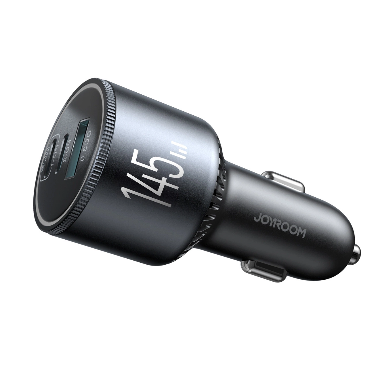 KFZ-Ladegerät mit USB-C Kabel Joyroom JR-CCN07, 145W, 5A, 1 x USB-A - 2 x USB-C, Grau