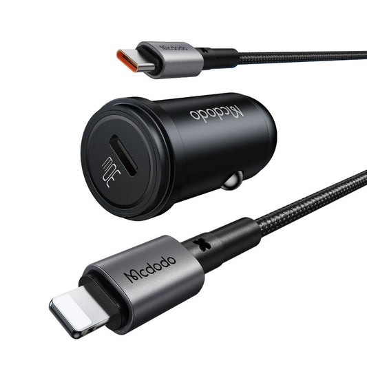 Auto-Ladegerät mit Lightning-Kabel McDodo CC-7492 Obsidian, 30W, 3A, 1 x USB-C, Schwarz