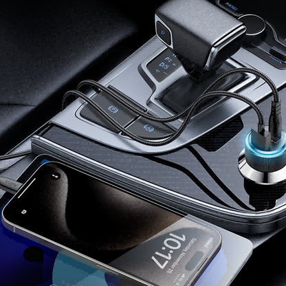 Auto-Ladegerät mit Lightning-Kabel Yesido Y60, 38W, 3A, 1 x USB-A - 2 x USB-C, Schwarz