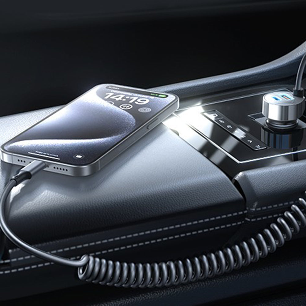 Lisen Car Charger with USB-C Cable, 90W, 3A, 1 x USB-A - 1 x USB-C, Black YL0223120020