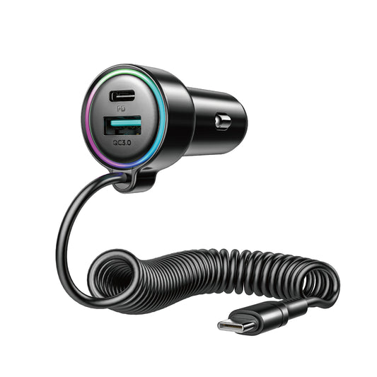Auto-Ladegerät mit USB-C Kabel Joyroom JR-CL07, 72W, 3A, 1 x USB-A - 1 x USB-C, Schwarz