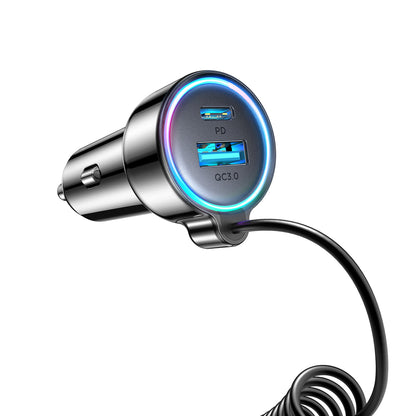 Auto-Ladegerät mit USB-C Kabel Joyroom JR-CL07, 90W, 3A, 1 x USB-A - 1 x USB-C, Schwarz