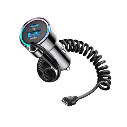 Auto-Ladegerät mit USB-C Kabel Joyroom JR-CL07, 90W, 3A, 1 x USB-A - 1 x USB-C, Schwarz