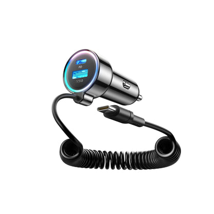 Auto-Ladegerät mit USB-C Kabel Joyroom JR-CL07, 90W, 3A, 1 x USB-A - 1 x USB-C, Schwarz